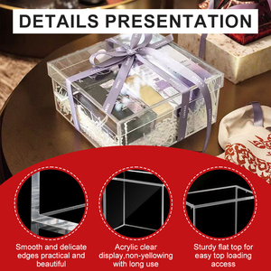 Caja <span class=keywords><strong>de</strong></span> Regalo <span class=keywords><strong>de</strong></span> Boda <span class=keywords><strong>de</strong></span> Acrílico Transparente Moderna y Elegante <span class=keywords><strong>de</strong></span> Diseño Innovador, Caja <span class=keywords><strong>de</strong></span> Almacenamiento Cuadrada para Guardar Regalos Navideños - Product Image 2