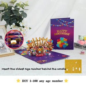 Pop up <strong>Birthday</strong> <strong>Cards</strong> 1-100 Age Luxury Blowable LED Light Candle Cake Music Happy <strong>Birthday</strong> <strong>Card</strong> - Product Image 3