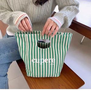 Hua Cheng Fashion Eco-Friendly Student <b>Canvas</b> Lined Lunch Customizable Closure Bento Bag <b>Box</b> Printed Handbag - Product Image 1