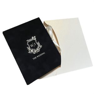 Tarjeteros de Terciopelo de Lujo Personalizados para Invitaciones de Boda, Tarjetas de Celebración con Grabado Dorado - Product Image 1