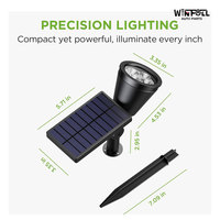 Projecteur solaire haute luminosité, étanche, en silicium monocristallin, avec piquet de sol, pour jardin, cour, arbre, éclairage de route