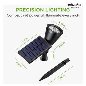 Projecteur solaire à haute luminosité, étanche, avec piquet de sol, pour jardin, cour, arbre, route, éclairage paysager, 6000K, lumière du jour - Product Image 2