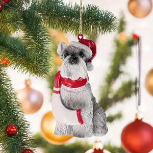 Ensemble d'ornements de Noël pour chien avec chapeaux de Père Noël, décoration suspendue en résine avec des motifs de Labrador Retriever, Schnauzer <span class=keywords><strong>et</strong></span> <span class=keywords><strong>Yorkshire</strong></span> Terrier - Product Image 5