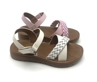 Sandales à boucle à bout ouvert en PU respirant avec bride en T, semelle épaisse en PVC, design tissé classique, logo personnalisé OEM, antidérapantes