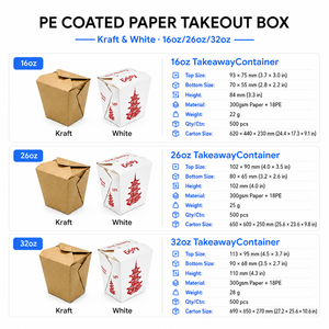 Boîte à nouilles en papier kraft, revêtement PE, résistante à la graisse, conteneur alimentaire pliable, boîte à emporter, bol en papier avec logo personnalisé - Product Image 5