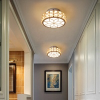 Plafonnier LED moderne rond de 12W et 16cm de largeur pour entrée de maison, couloir, passage, finition dorée, tricolore