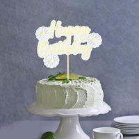 Hiasan Kue Ulang Tahun Bunga Daisy, Perlengkapan Pesta Ulang Tahun Krisan Musim Panas, Hiasan Kue Bunga Daisy Putih