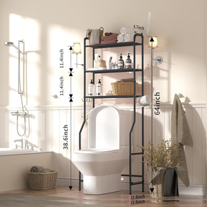 <span class=keywords><strong>Étagère</strong></span> de rangement gain de place au-dessus des toilettes, multifonctionnelle, à 3 niveaux, en métal, pour salle de bain - Product Image 5