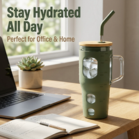 Gobelet en verre écologique de 32 oz avec poignée, réutilisable, en borosilicate, pour le bureau, les fêtes, avec marqueur de temps et manchon en silicone