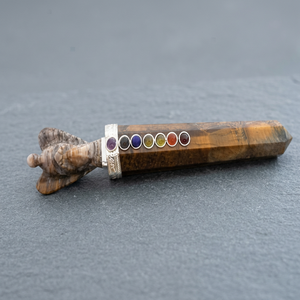 Black Tourmaline 7 Chakra Crystal Reiki Healing <b>Wand</b> Natural Gemstone Handmade Decor - Product Image 4