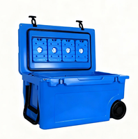 Glacière thermique rotomoulée à roulettes 55QT grande capacité étanche réutilisable avec logo personnalisé portable pour stockage alimentaire moderne en LLDPE