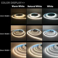 Bande LED SMD2835 DC 5V de 3MM/5MM/8MM de largeur, 120 LED/m, 2000-8200 lumens, ruban flexible IP20 non étanche, 3000K/4000K/6000K