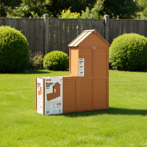 Caseta de jardín de madera de pino marrón con techo para uso exterior - Product Image 2