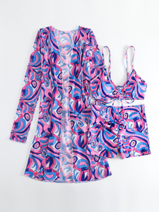 Nouvel ensemble trois pièces de <span class=keywords><strong>maillot</strong></span> de bain sexy 2026 pour femme, avec haut et bas en maille multicolore, effet allongeant les jambes - Product Image 6