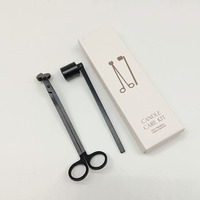 Boîte-cadeau avec logo personnalisé pour accessoires de bougies Allume-bougies en acier inoxydable Kit d'entretien de bougies noir Ensemble mèche-tondeuse