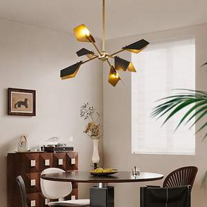 Lustre rétro en cuivre à 6/8/12 ampoules, luminaire suspendu vintage, lampe en fer doré, ampoule industrielle, lampes de cuisine et de loft - Product Image 3