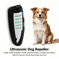 Solider, wiederaufladbarer Ultraschall-Hundevertreiber aus ABS-Material – Handgehaltener Bellkontroll- und Abschreckungsgerät für die Outdoor-Verteidigung gegen Angriffe