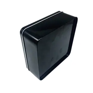 定制黑色方形矩形糖果饼干储物锡盒礼品包装金属锡盒