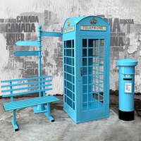 Support de décoration de mariage OEM en fer et métal, cabine téléphonique rose de Londres à vendre