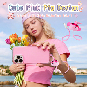 Correa de Muñeca con Diseño de Cerdito Rosa, Cable de Carga Rápida de 60W, USB C a USB C, Cordón para Teléfono Móvil y Portátil, Cable de Datos USB Tipo C para Exteriores - Product Image 3