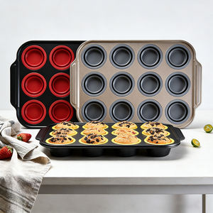 Juego de moldes plegables de silicona antiadherentes para hornear, estilo prensa, de fácil desmolde, para pan, muffins, cupcakes, chocolate y chiffon cake. - Product Image 1