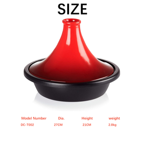 Marmite à <span class=keywords><strong>tajine</strong></span> marocaine <span class=keywords><strong>en</strong></span> <span class=keywords><strong>fonte</strong></span> <span class=keywords><strong>émaillée</strong></span> Marmite à <span class=keywords><strong>tajine</strong></span> résistante aux rayures, marmite à <span class=keywords><strong>tajine</strong></span> marocaine pour la cuisson, couvercle <span class=keywords><strong>en</strong></span> forme de cône - Product Image 2