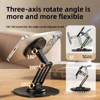 Support de téléphone portable pliable en alliage d'aluminium magnétique rotatif à 360°, hauteur réglable, design portable pour bureau