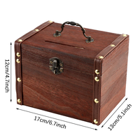 Petite boîte à monnaie en bois, tirelire, coffre au trésor, boîte à dons, artisanat, peignable, décorative, boîte à économies en bois