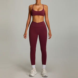 Mallas de cintura en forma de V cruzada de <span class=keywords><strong>2</strong></span> piezas de alta calidad para mujer, ropa deportiva para Fitness y Yoga, Sujetador deportivo, conjuntos de Fitness para gimnasio - Product Image 5