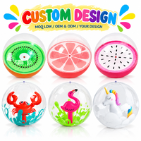 Ballon de plage gonflable en PVC personnalisé, transparent, fruits, animaux, ballon 3D, jouet aquatique, fournitures de fête pour enfants, été, piscine, plage