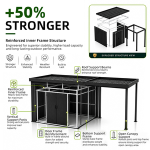 Abri <span class=keywords><strong>de</strong></span> jardin en métal personnalisé SEEYES avec auvent pour voiture, abri extérieur pour outils <span class=keywords><strong>et</strong></span> vélos, vente en gros, OEM, ODM, directement <span class=keywords><strong>de</strong></span> l'usine - Product Image 3