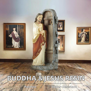 พระเยซูเคาะประตู รูปปั้นเรซิ่น พระพุทธรูป รูปปั้นศาสนาคริสต์ ของตกแต่งบ้าน งานฝีมือเคลือบสีกันน้ำ - Product Image 3