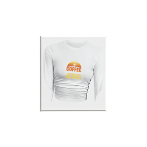 เสื้อยืดแขนยาวพิมพ์ลายกาแฟพระเยซู สไตล์ Y2K สำหรับผู้หญิง ผ้าถักผสมสแปนเด็กซ์และโพลีเอสเตอร์ คอกลม ทรงปกติ ใส่ได้ทุกฤดู แฟชั่น - Product Image 1