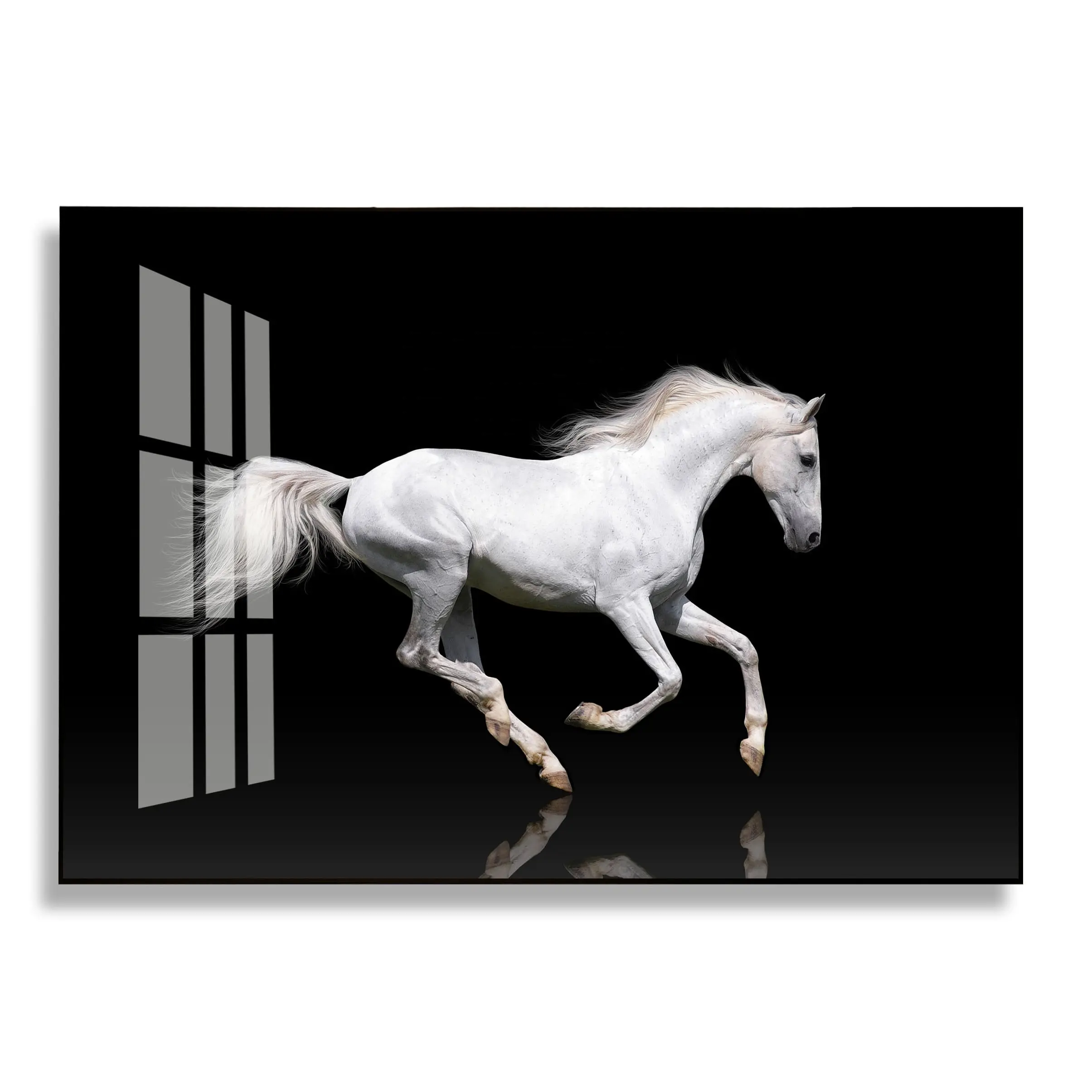 Custom Designs UV Print Modern Glass Painting Horses Wall Art 3D Crystal Porcelain Painting posters for wall