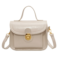Sac à main vintage brillant pour femme, en cuir PU effet craquelé personnalisé, avec fermoir métallique, mini sac bandoulière à poignée supérieure