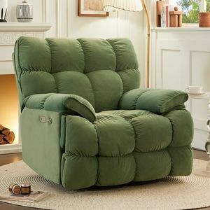 كرسي استرخاء فردي عصري من الدرجة الأولى متعدد الوظائف لغرفة المعيشة مع خاصية الاستلقاء والتدليك الكهربائي والدوران وتصميم كابينة فضائية - Product Image 1