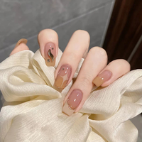 Faux ongles à presser de haute qualité, effet nacré, 24 pièces, forme cercueil moyenne, blanc irisé, élégants pour mariages et événements, vente en gros