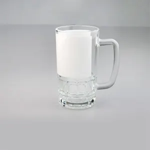 China Precio de fábrica Parche blanco Sublimación Taza de vidrio de cerveza Taza de cerveza transparente Vidrio transparente