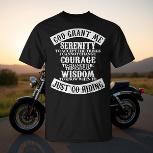 Christian Biker T-shirt de moto avec motif Serenity Prayer, noir, unisexe, taille moyenne - Product Image 3