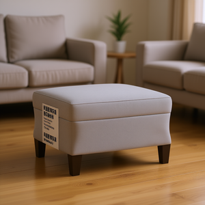 Reposapiés de Tela Gris Claro de 23.6x19.7x16.1 Pulgadas, Mueble Otomano Contemporáneo y Moderno para Sala de Estar - Product Image 2