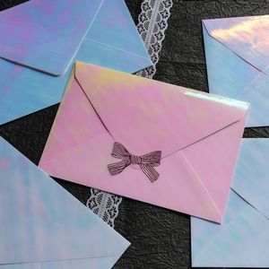 Enveloppes holographiques laser 110x165mm 120gsm, enveloppes de style occidental dégradé pour invitation de mariage et carte de vœux - Product Image 2