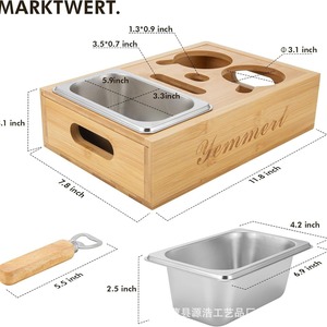 Wooden Desktop Storage Box With Bottle Holders And Snack Tray For <b>Beer</b> And Chips Organizing - Product Image 2