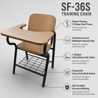 Sièges de séminaire ergonomiques en tissu rembourré avec structure en acier en forme de S pour salles de formation d'entreprise et projets scolaires