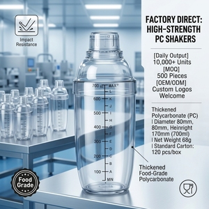 Shaker à cocktail en PC dépoli, résistant aux chutes et anti-fuite, avec échelle graduée, 500ml, 700ml, 1000ml, pour barman et bar, vente en gros usine - Product Image 3
