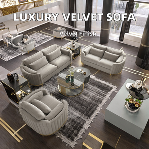 Italienisches modernes Luxus-Sofaset aus Samt mit geschwungenem Frisiertisch für Hotel-Wohnzimmer, Home-Lounge, Büro oder Salonmöbel - Product Image 2