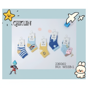 100% coton bébé chaussettes pour garçons taille 0-1 respirant tricoté décontracté équipage infantile enfant taille avec Animal Logo imprimé pour le printemps - Product Image 1