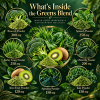 Comprimés Effervescents Super Greens avec Brocoli, Épinards, Herbe d'Orge, Chlorelle, Spiruline, Chou Frisé – Vente en Gros OEM