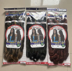 Cheveux à tresser bouclés à la française <span class=keywords><strong>de</strong></span> 22 pouces, 210g, qualité supérieure, soyeux et lisses, <span class=keywords><strong>pour</strong></span> extensions capillaires <span class=keywords><strong>pour</strong></span> femmes noires - Product Image 4