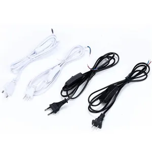 Cables de alimentación de CA de 220V con interruptor de enchufe europeo, cable flexible cubierto de tela clásica, cable de extensión para lámpara de mesa