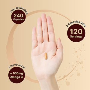 ODM Coenzima <span class=keywords><strong>Q10</strong></span> Extra Fuerte Suplemento Antioxidante Soporte CoQ10 Cápsula Softgel con Omega 3 para la Salud del Corazón y La Energía - Product Image 4